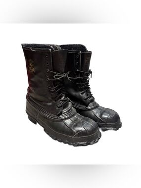 LaCrosse De Icer Boots Black Leather Steel Toe Duck Lace Up Insulated Size 10